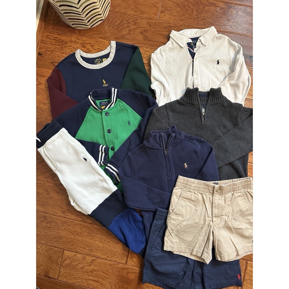 Polo Ralph Lauren Boys Size M 8 7-8 Clothing Lot Bundle 8 Pcs Jacket Sweater
